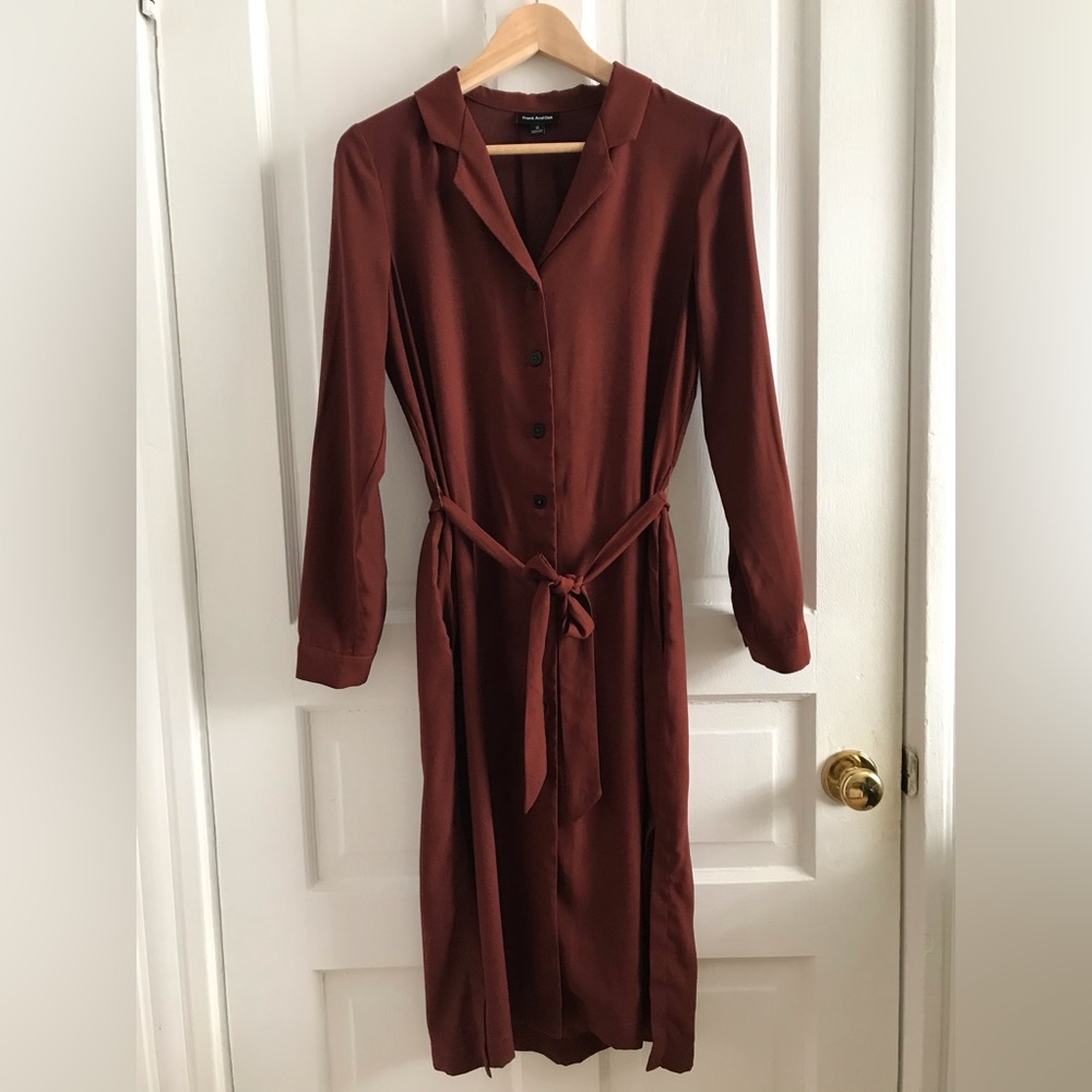 FRANK AND OAK | Long sleeve belted shirt dress